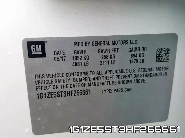 1G1ZE5ST3HF266661 фото 2