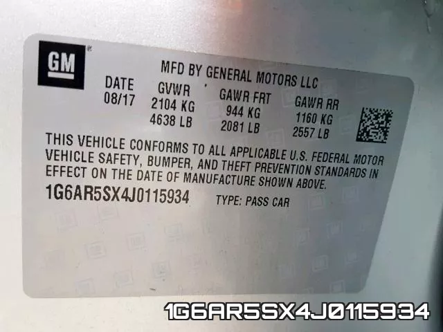 1G6AR5SX4J0115934 фото 2