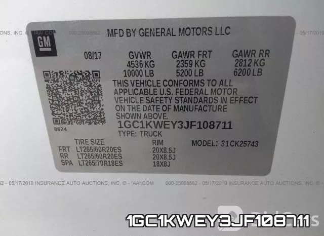 1GC1KWEY3JF108711 фото 10