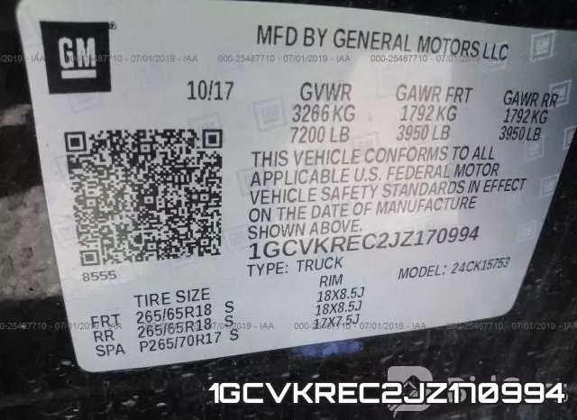 1GCVKREC2JZ170994 фото 10