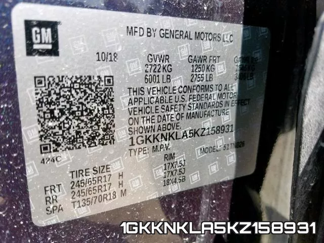 1GKKNKLA5KZ158931 фото 2