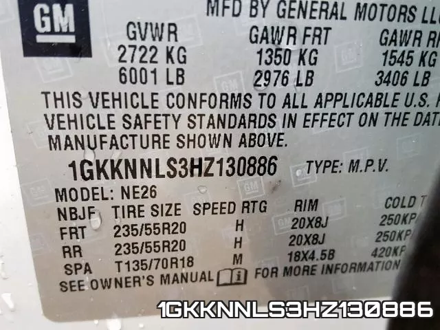 1GKKNNLS3HZ130886 фото 2
