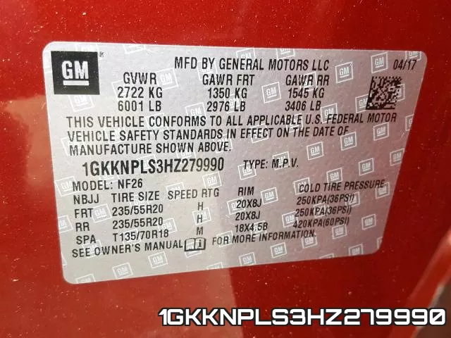 1GKKNPLS3HZ279990 фото 2