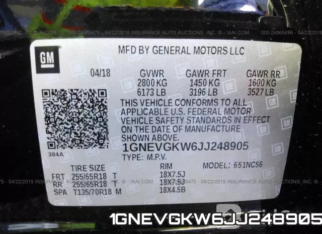 1GNEVGKW6JJ248905 фото 10
