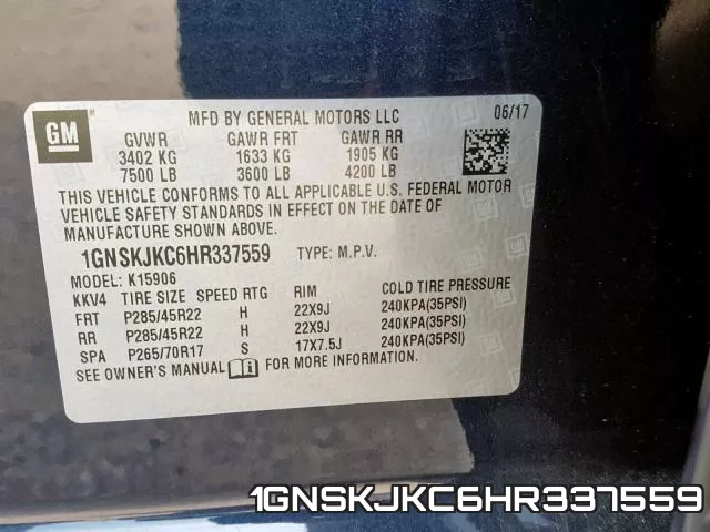 1GNSKJKC6HR337559 фото 2