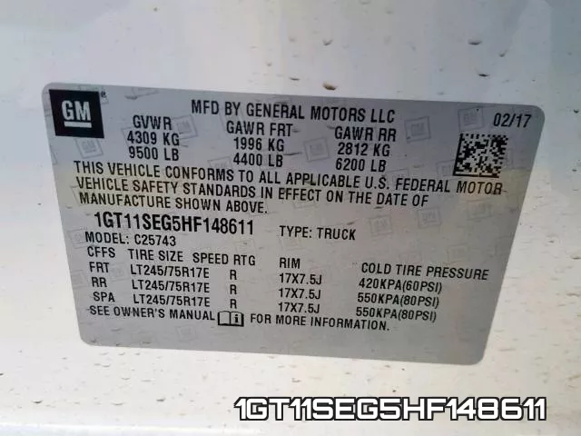 1GT11SEG5HF148611 фото 2