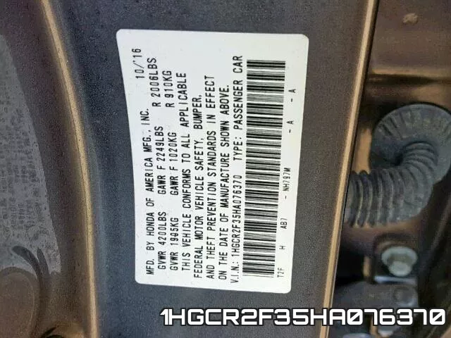 1HGCR2F35HA076370 фото 2