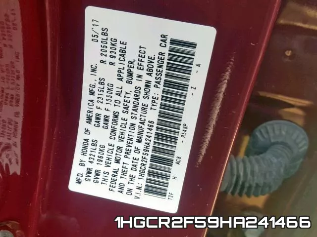 1HGCR2F59HA241466 фото 2