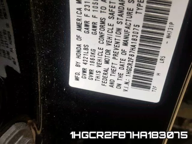 1HGCR2F87HA183075 фото 2
