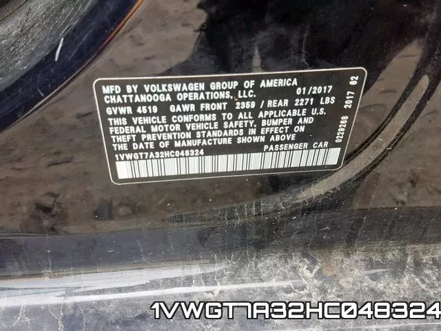 1VWGT7A32HC048324 фото 2