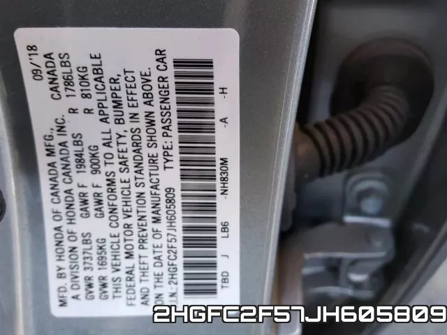 2HGFC2F57JH605809 фото 2