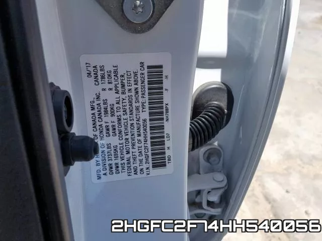 2HGFC2F74HH540056 фото 2