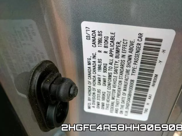 2HGFC4A58HH306908 фото 2
