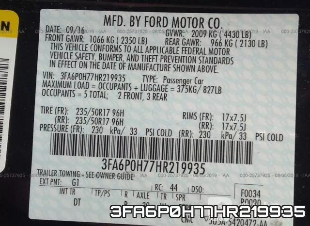 3FA6P0H77HR219935 фото 10