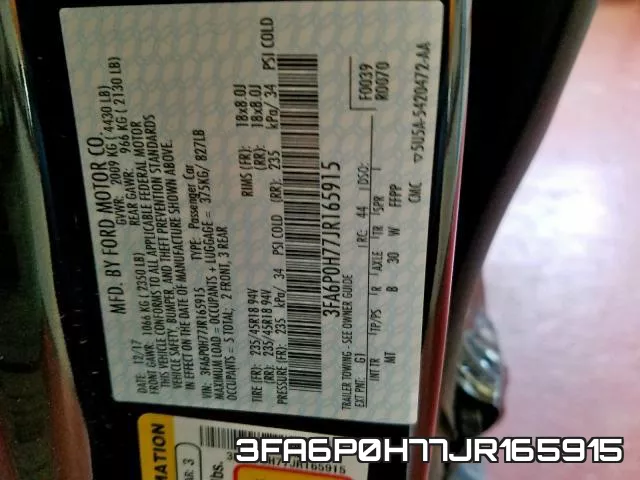 3FA6P0H77JR165915 фото 2