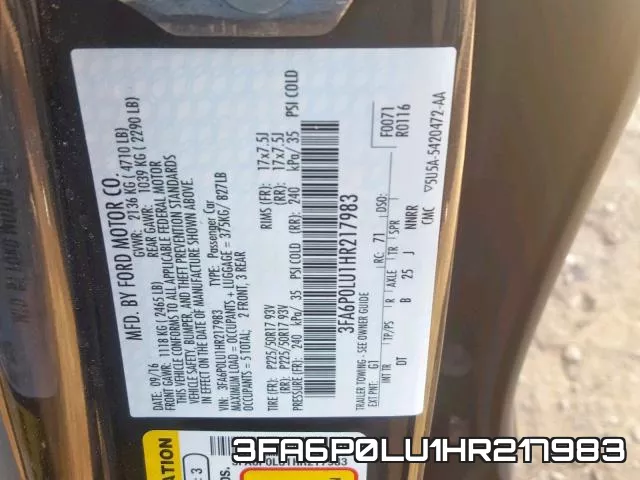 3FA6P0LU1HR217983 фото 2