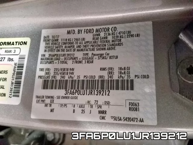 3FA6P0LU1JR139212 фото 2