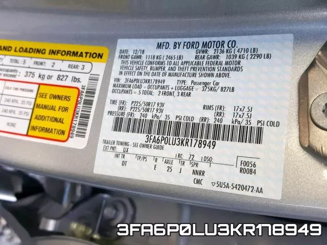 3FA6P0LU3KR178949 фото 2