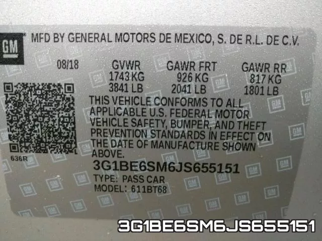 3G1BE6SM6JS655151 фото 2