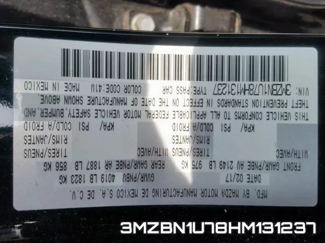 3MZBN1U78HM131237 фото 2