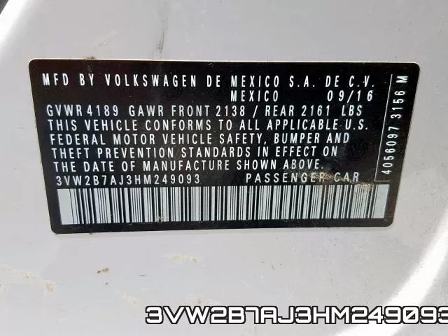 3VW2B7AJ3HM249093 фото 2