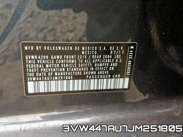 3VW447AU7JM251805 фото 2