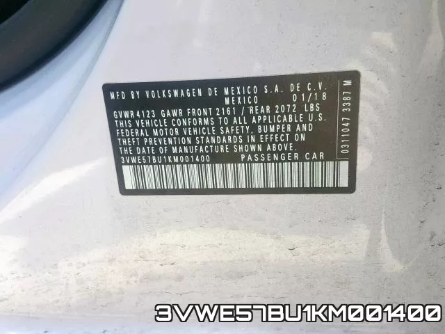 3VWE57BU1KM001400 фото 2