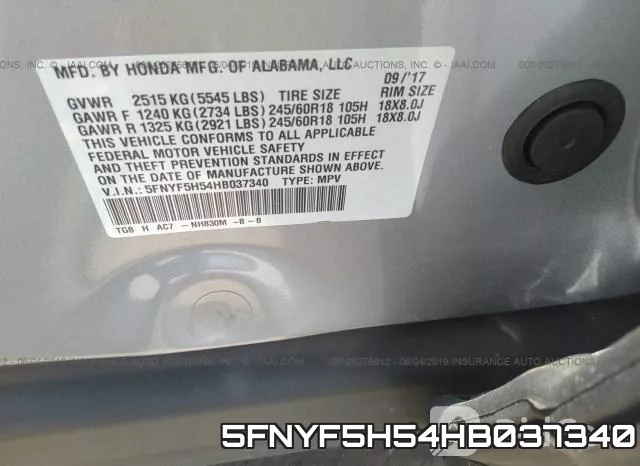 5FNYF5H54HB037340 фото 10