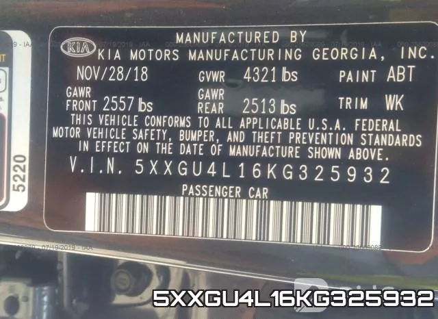 5XXGU4L16KG325932 фото 10
