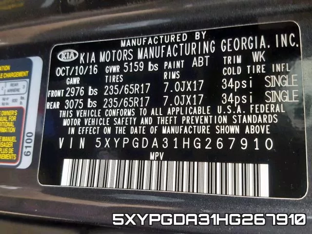 5XYPGDA31HG267910 фото 2