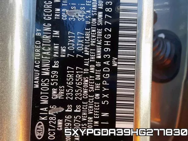 5XYPGDA39HG277830 фото 2