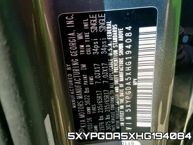 5XYPGDA5XHG194084 фото 2