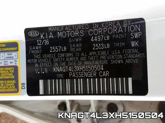KNAGT4L3XH5150504 фото 2