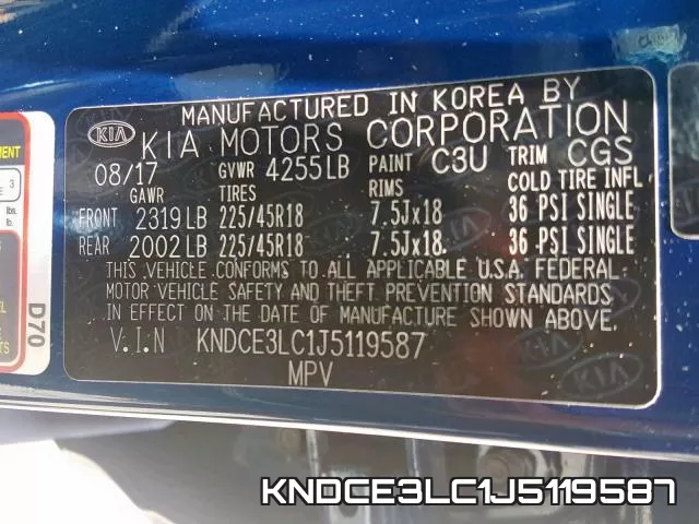 KNDCE3LC1J5119587 фото 2