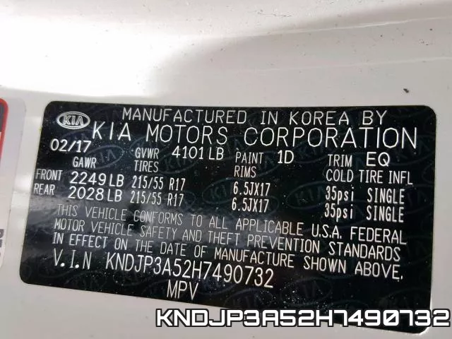 KNDJP3A52H7490732 фото 2