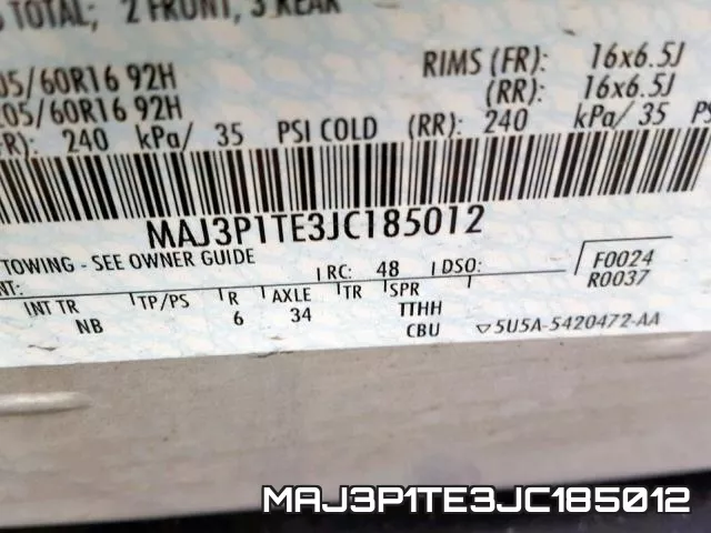 MAJ3P1TE3JC185012 фото 2