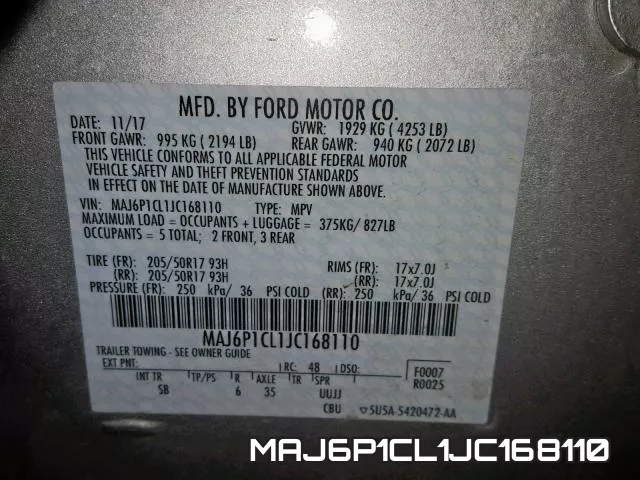 MAJ6P1CL1JC168110 фото 2