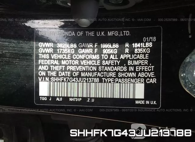 SHHFK7G43JU213788 фото 10