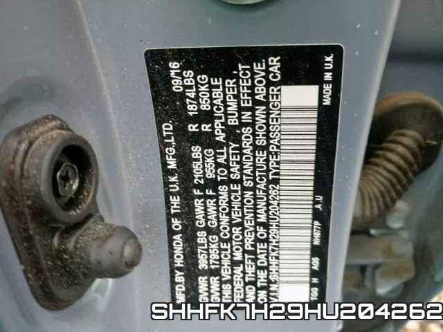 SHHFK7H29HU204262 фото 2