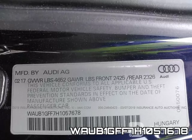 WAUB1GFF7H1057678 фото 10