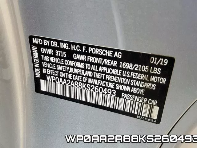 WP0AA2A88KS260493 фото 2