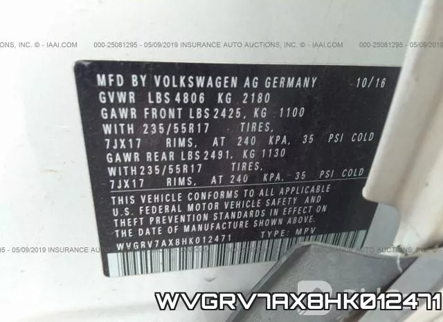 WVGRV7AX8HK012471 фото 10