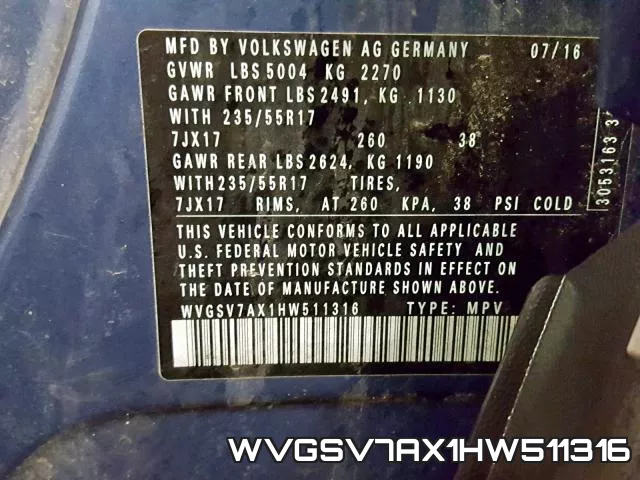 WVGSV7AX1HW511316 фото 2