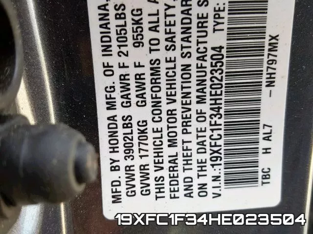 19XFC1F34HE023504 фото 2