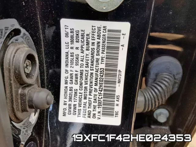 19XFC1F42HE024353 фото 2