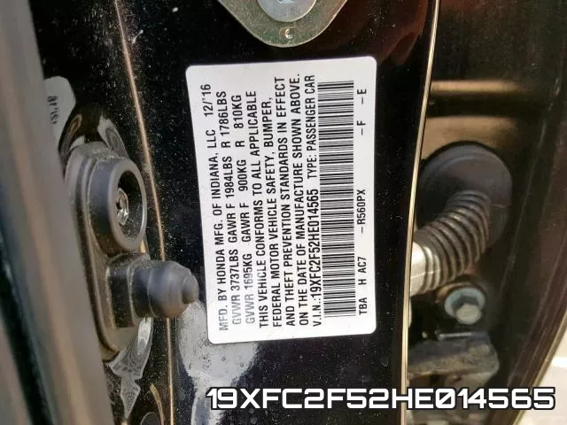 19XFC2F52HE014565 фото 2