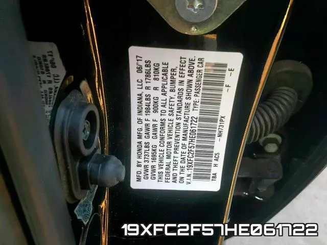19XFC2F57HE061722 фото 2