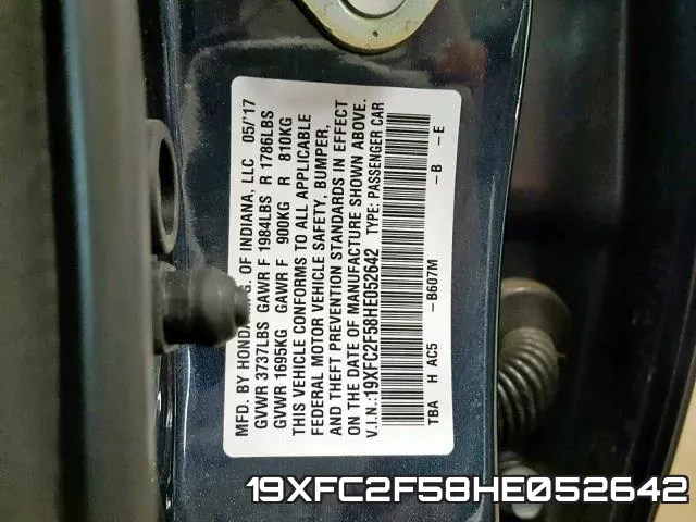 19XFC2F58HE052642 фото 2