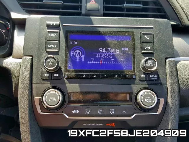 19XFC2F58JE204909 фото 8