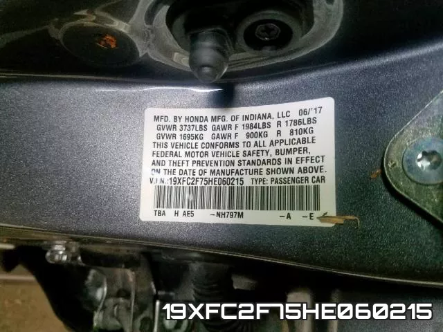 19XFC2F75HE060215 фото 2